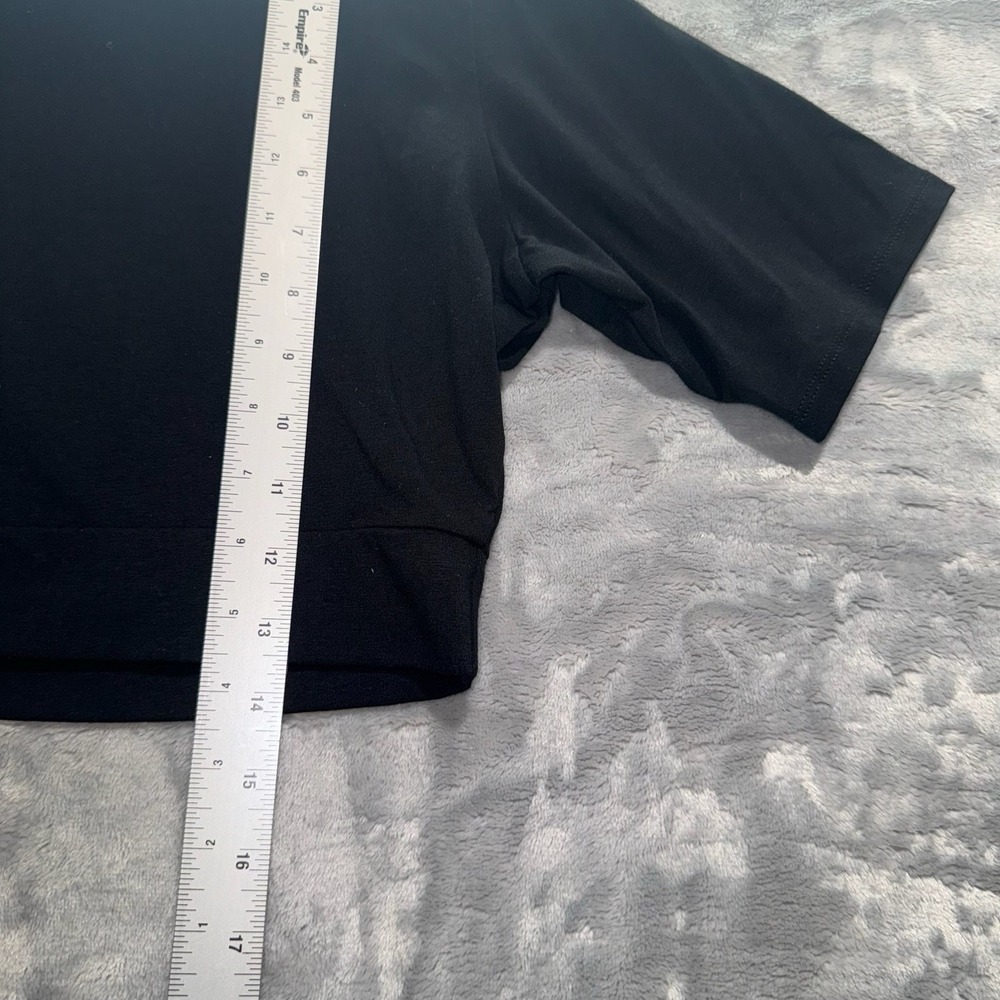 Half Tee Womens Sleeveless Collared Cream Black Crop Shirt Plus Size 1X - Picture 4 of 7